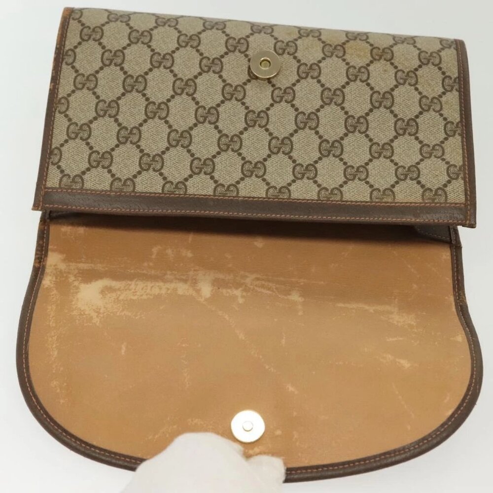 GUCCI GG Supreme Web Sherry Line Bag PVC Beige Gold 156 01 030 Auth BA4458 - Picture 9 of 16